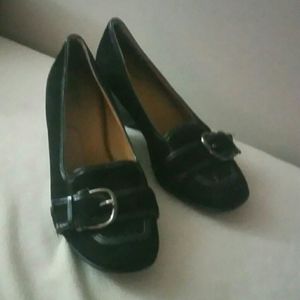 Black, buckled heels. 7 1/2